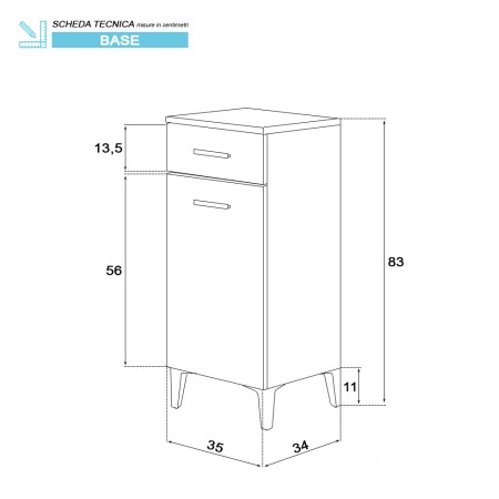 4 - Base colonna Stella 35cm in nobilitato melaminico larice