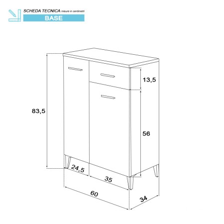 6 - Base colonna Stella 60cm in nobilitato melaminico larice