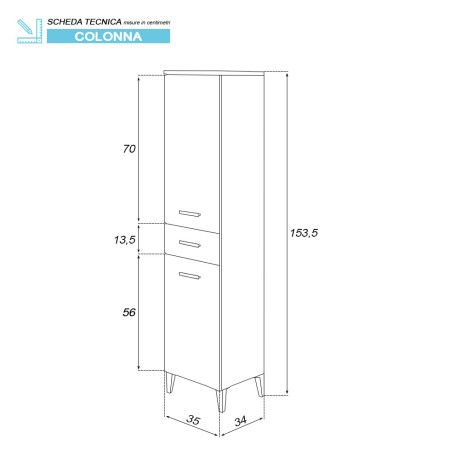 6 - Colonna bagno Stella L35xH155 in nobilitato melaminico larice