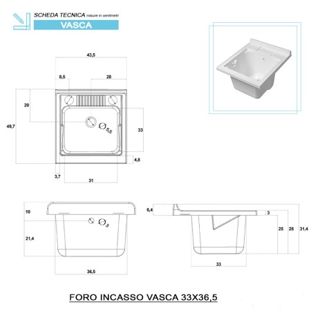 4 - Mobile lavatoio Stella 45cm in nobilitato melaminico larice