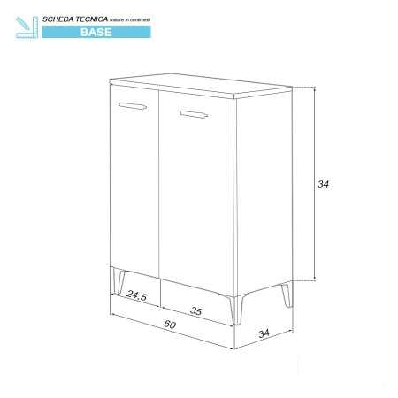 5 - Base bagno Stella 60cm in nobilitato melaminico larice