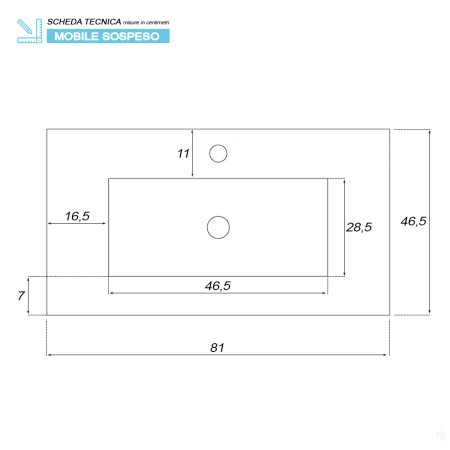 5 - Composizione bagno Stella 80cm in nobilitato melaminico grigio
