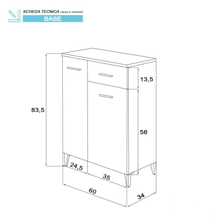 5 - Base colonna Stella 60cm in nobilitato melaminico grigio