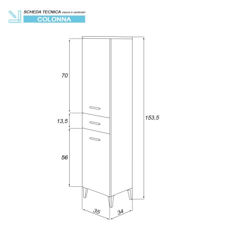 4 - Colonna bagno Stella L35xH155 in nobilitato melaminico grigio