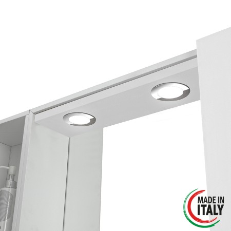 4 - Specchiera bagno due ante Stella L91xH61cm in nobilitato e pvc bianco lucido