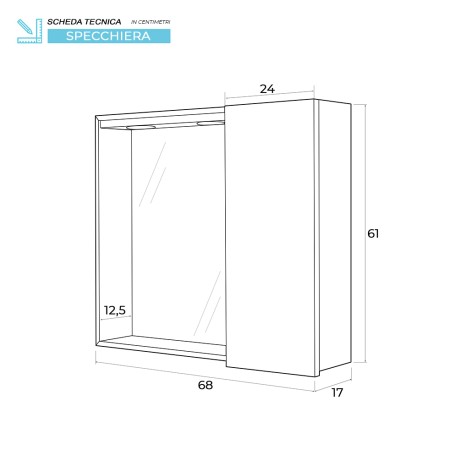 5 - Specchiera bagno unanta Stella L68xH61cm in nobilitato e pvc bianco lucido