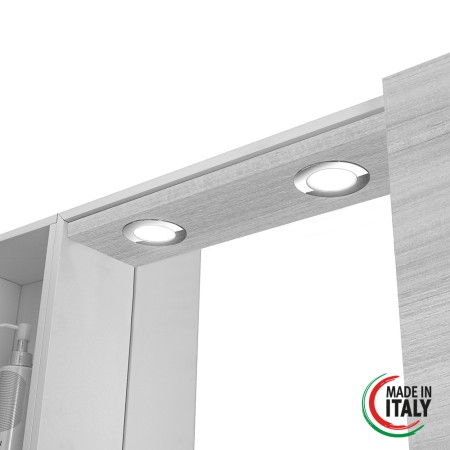 4 - Specchiera bagno due ante Stella L91xH61cm in nobilitato e pvc grigio