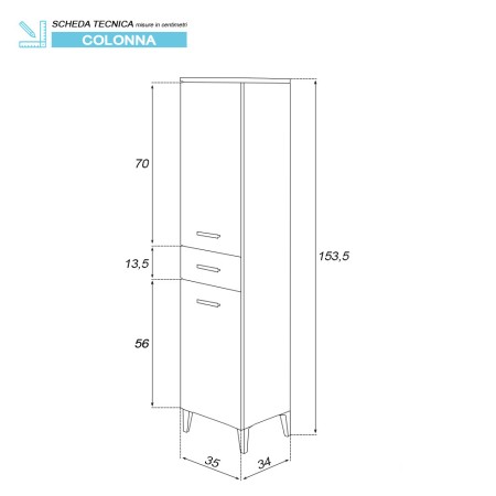 4 - Colonna bagno Stella L35xH155 in nobilitato melaminico bianco lucido
