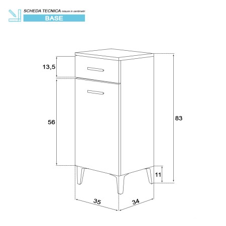 4 - Base colonna Stella 35cm in nobilitato melaminico bianco lucido