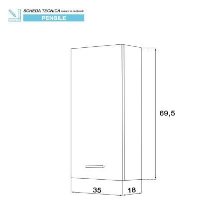 4 - Pensile Stella L35xH70 in nobilitato melaminico bianco lucido