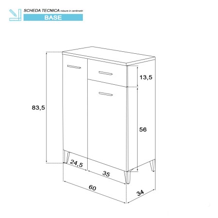 4 - Base colonna Stella 60cm in nobilitato melaminico bianco lucido