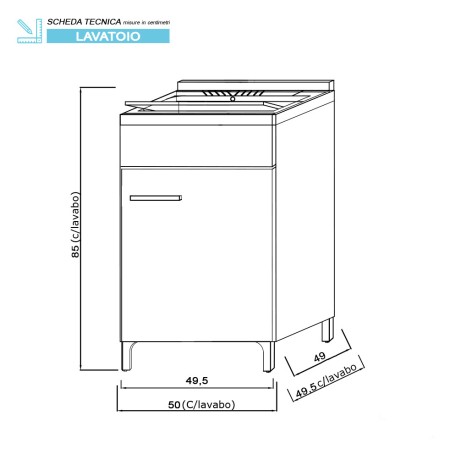 4 - Mobile lavatoio Stella 50cm in nobilitato melaminico bianco lucido