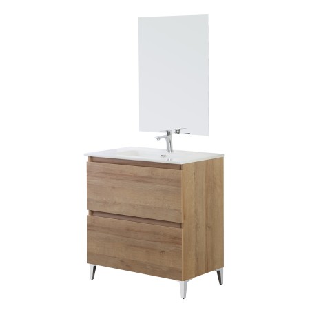 4 - Composizione bagno Revital 80cm in nobilitato melaminico rovere di bordeaux