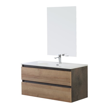 2 - Composizione bagno sospesa Revital in nobilitato melaminico rovere di bordeaux