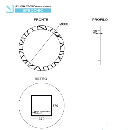 4 - SPECCHIO LED DIA 80CM RETROILLUMINATO PUMA