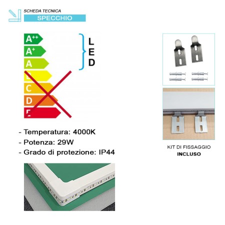 6 - Specchio retroilluminato a led Sirio  70x90cm