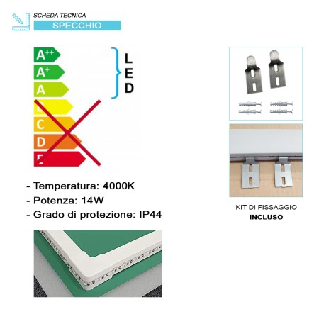 6 - SPECCHIO LED 60X80CM RETROILLUMINATO GEMINI
