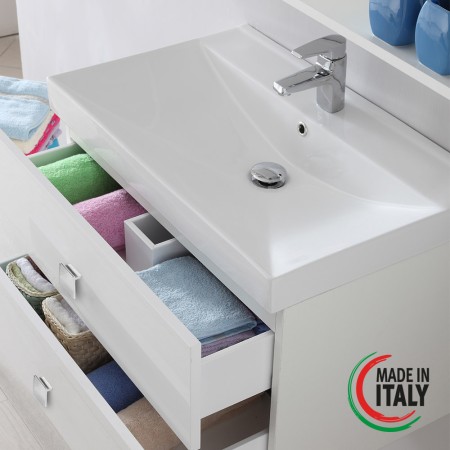 4 - Composizione bagno sospesa Bravo75 bianco laccato