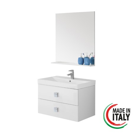 5 - Composizione bagno sospesa Bravo75 bianco laccato