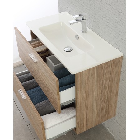 5 - Composizione bagno Greta 80cm in nobilitato melaminico rovere di tropea