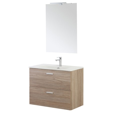 6 - Composizione bagno Greta 80cm in nobilitato melaminico rovere di tropea