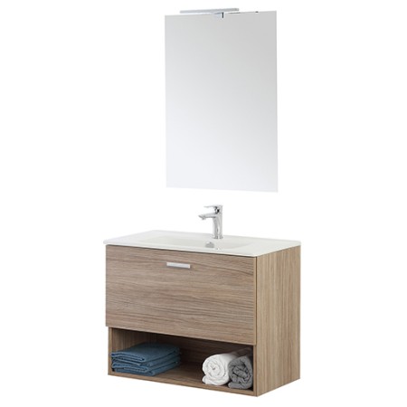 6 - Composizione bagno Greta 80cm in nobilitato melaminico rovere di tropea