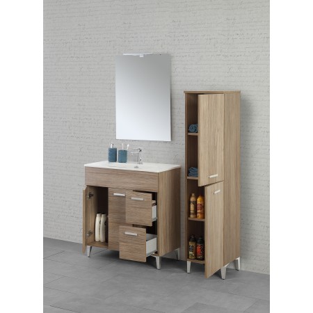 4 - Composizione bagno da terra Greta 80cm in nobilitato melaminico rovere di tropea