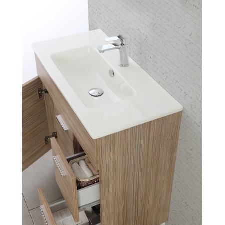 5 - Composizione bagno da terra Greta 80cm in nobilitato melaminico rovere di tropea