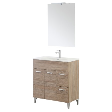 6 - Composizione bagno da terra Greta 80cm in nobilitato melaminico rovere di tropea