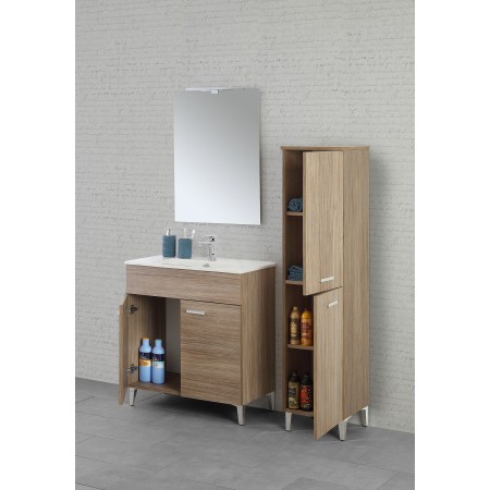 4 - Composizione bagno da terra Greta 80cm in nobilitato melaminico rovere di tropea