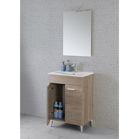 4 - Composizione bagno da terra Greta 60cm in nobilitato melaminico rovere di tropea