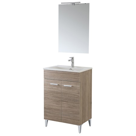 5 - Composizione bagno da terra Greta 60cm in nobilitato melaminico rovere di tropea