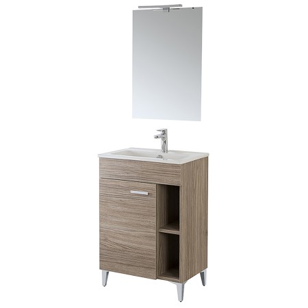 4 - Composizione bagno da terra Greta 60cm in nobilitato melaminico rovere di tropea