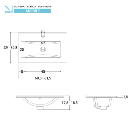 4 - Composizione bagno da terra Greta 60cm in nobilitato melaminico bianco lucido