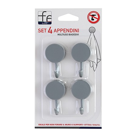 1 - Set quattro appendini multiuso biadesivi in PS