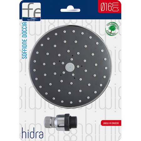2 - Soffione doccia in abs cromo anticalcare con ugelli in caucciu dia 16 cm