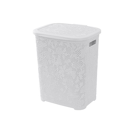 2 - Portabiancheria in plastica 50Lt bianco Flower