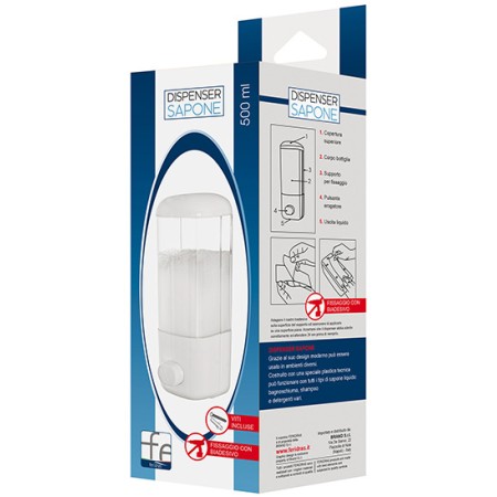 2 - Dispenser da muro in plastica 500 ml - bianco linea Service