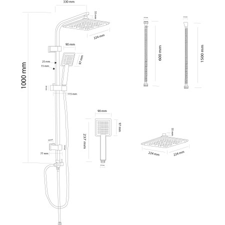 7 - Colonna doccia Platinum  H100cm