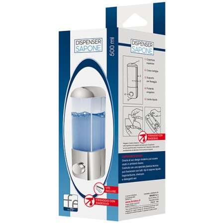 2 - Dispenser da muro in plastica 500 ml - cromo linea Service