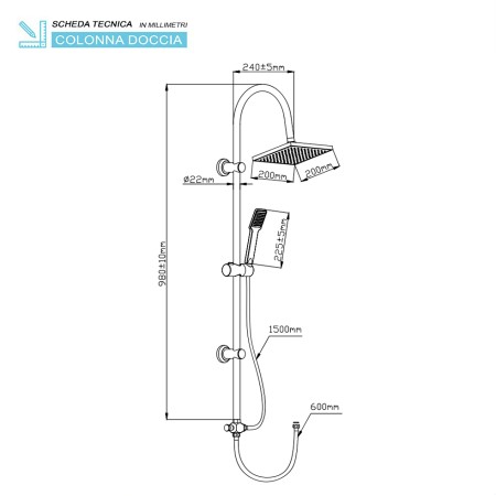 5 - Colonna doccia Platinum H98cm