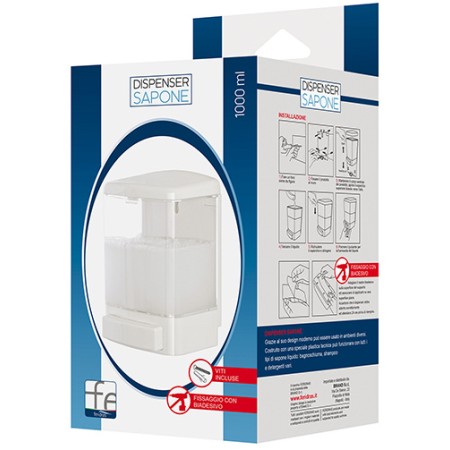 2 - Dispenser da muro in plastica 1000 ml - bianco linea Service