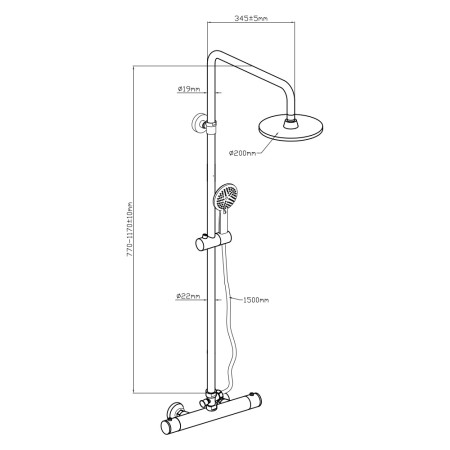 6 - Colonna doccia Platinum  H77 fino a 120cm