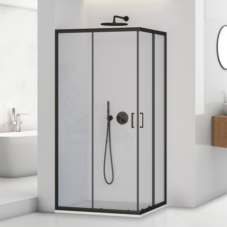2 - Box doccia angolare trasparente con profilo nero 80x120cm T-Special
