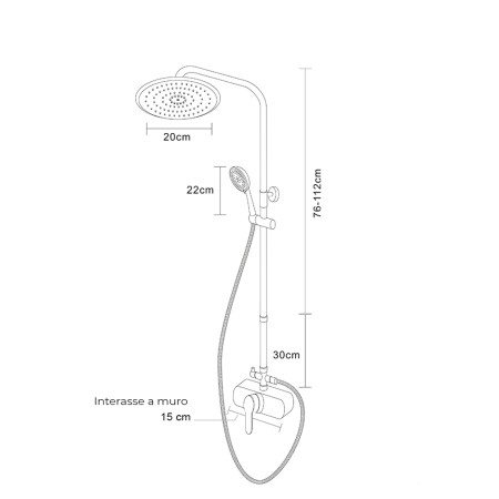 7 - Colonna doccia Platinum  H108.5 fino a 145cm