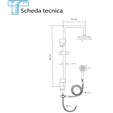 4 - Colonna doccia Platinum H 93 cm soffione tondo