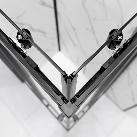 4 - Porta scorrevole trasparente profilo nero linea T-Special da 140 cm