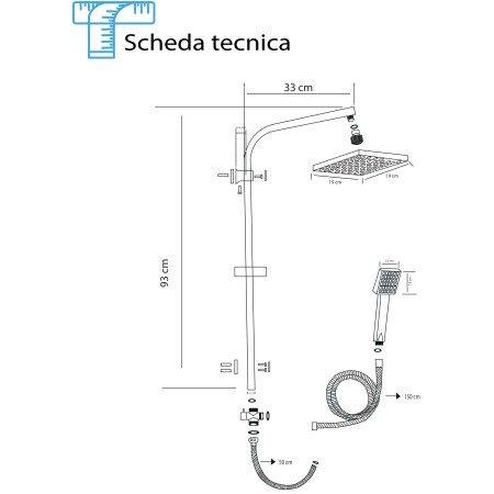 4 - Colonna doccia Platinum H 93 cm nero opaco