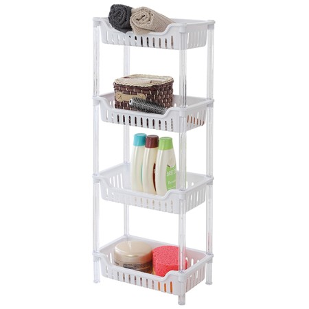 4 - scaffale portaoggetti multiuso in plastica con 4 ripiani