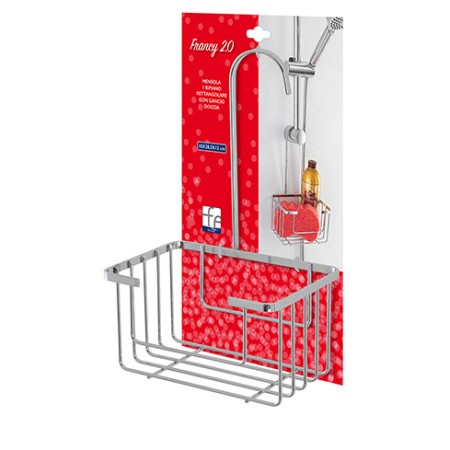 2 - Mensola un ripiano rettangolare con gancio doccia linea Francy 2.0